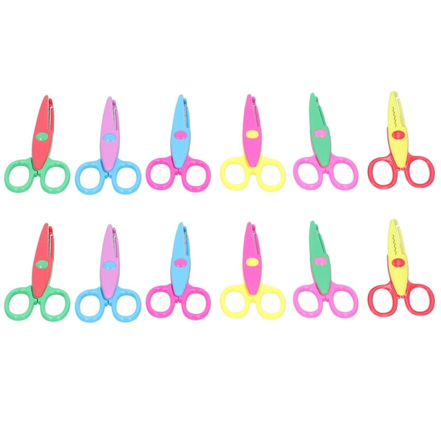 Decorative Paper Edge Scissors, Ergonomic Grip Scissors 12pcs Children Scissors, Scrapbooks Scissors For Office Home