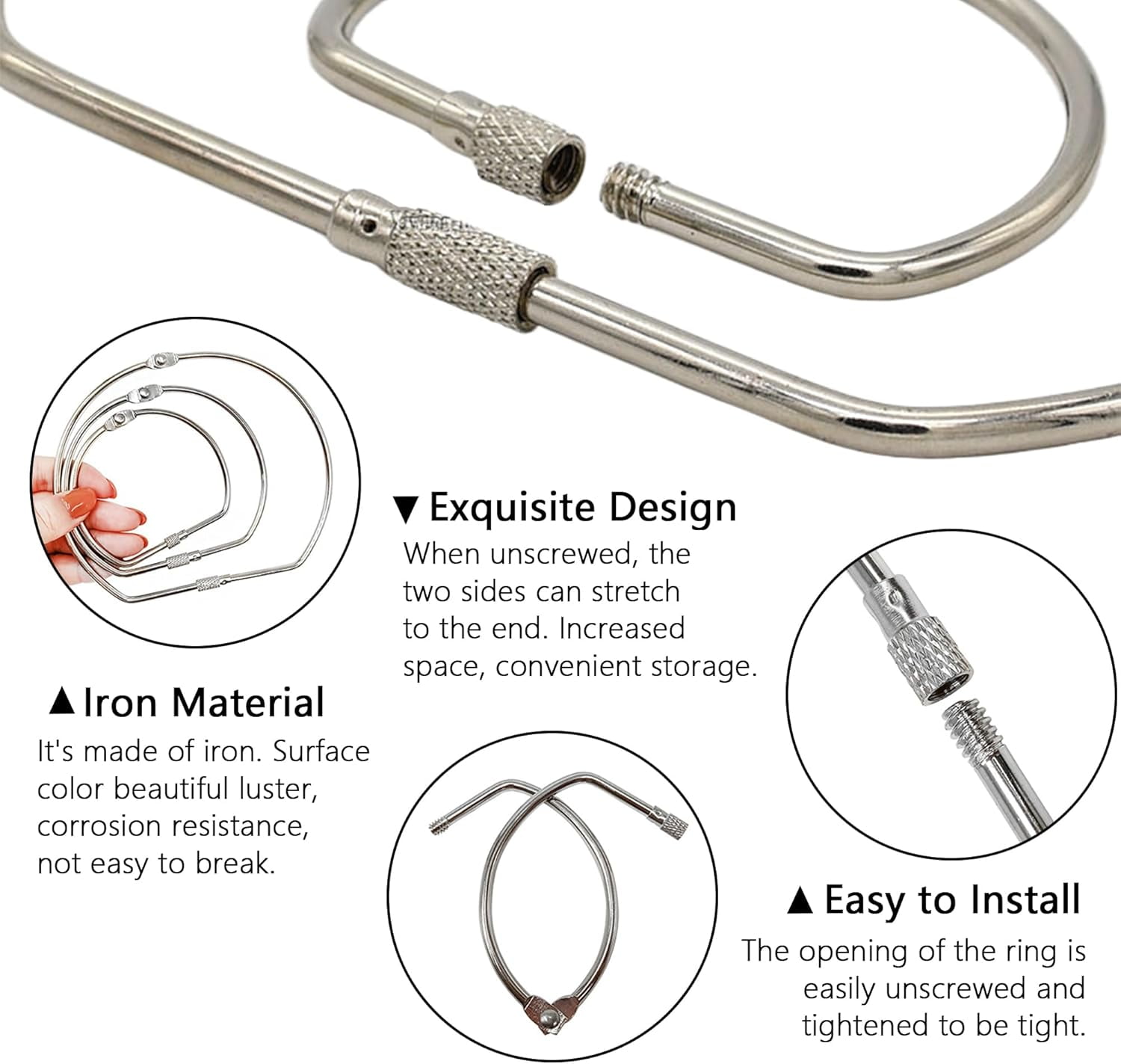 Loose Leaf Binder Rings:10PCS D-Shaped Metal Rings for Crafts,Easy Locking and Opening,Binder Ring for Index Cards,Sample Arrangement,Book Rings, Key Rings (3 inch)