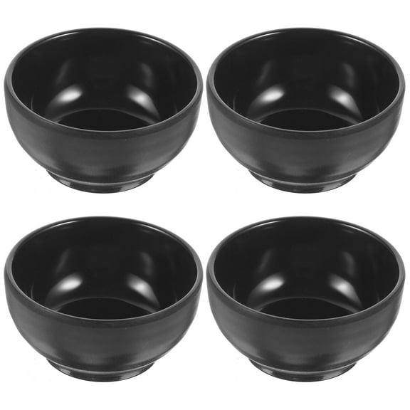 Homoyoyo 4pcs Black Round Dipping Bowls Set for Condiments and Sauces, Ceramic Serving Bowls