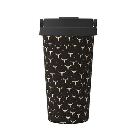 

KLL Cow Skulls Pattern Stainless Steel Vacuum Insulated Tumbler - Carry Insulated Coffee Mug - Reusable Insulated Cold Brew Iced Coffee Cup Thermos