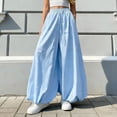 thumbnail image 2 of Casual Palazzo Pants, Women's Linen Wide Leg Split Skirt with Elastic Waist Drawstring, Soft Ice Silk Fabric Summer Loose Fit Comfortable Trousers for Beach Vacation 2025, 2 of 4