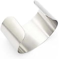 thumbnail image 4 of Silver Wide Grooved Cuff Bangle for Women Lady Stainless Steel Shiny Punk Bracelet, 4 of 4