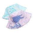 thumbnail image 7 of WCJM A Purple Sequins Bucket Hat For Women Men Glitter Sequins Strips Fisherman Hat Unisex Reversible Sun Hat For Beach Outdoor, 7 of 7
