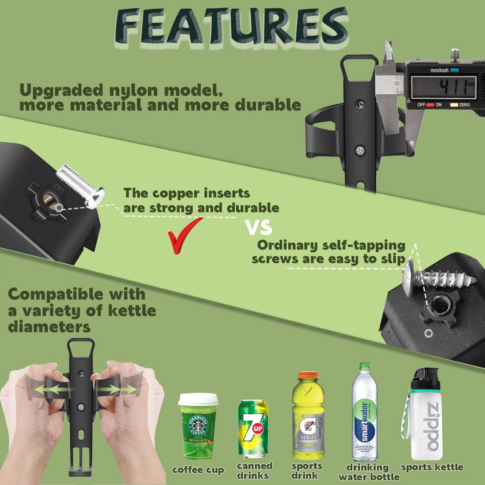 Scooter Cup Holder, Bike Bottle Holder 360 Degrees Rotation, Anti-Slip Fast Dismounting Accessories Cup Drink Holder Suitable for Electric Scooter Wheelchair Motorcycle Stroller