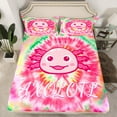 thumbnail image 2 of Manfei Kawaii Axolotl Animal Queen Sheet Sets for Kids, Pink Swirl Spiral Flat Sheet, Watercolor Art Queen Fitted Sheet, Luxury Bedroom Decor, 4 Pieces, 2 of 7
