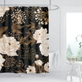 thumbnail image 2 of Black White Peony Shower Curtain Vintage Gold Leaves Flower Rustic Retro Boho Floral Botanical Bathroom Decor Waterproof Fabric 72Lx72W Inch with Hooks, 2 of 6