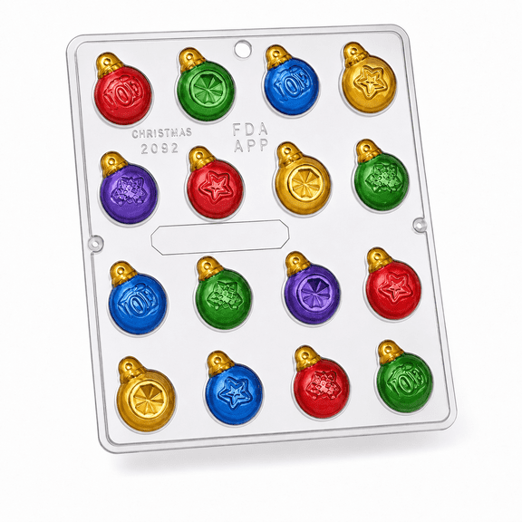 Candy Molds N More 16-Cavity Christmas Ornament Bite Size Plastic Chocolate Candy Mold (2092)