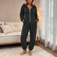 thumbnail image 2 of Purcolt Women's Flannel Fleece Hooded Jumpsuits Casual Long Sleeve Zip-up Onesie Pajamas Winter Warm One Piece Casual Loungewear with Pockets, 2 of 9