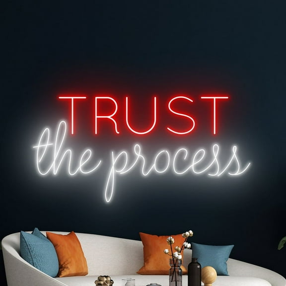 Handmadetneonsign Trust The Process Neon Sign, Quote Wall Art Decor, Custom Text Wall Decor