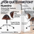 thumbnail image 3 of Fohfurniture Moderna Silla de Escritorio con Ruedas de Madera Curvada con tapicería de Piel sintética y Altura Ajustable, Negro, 3 of 6