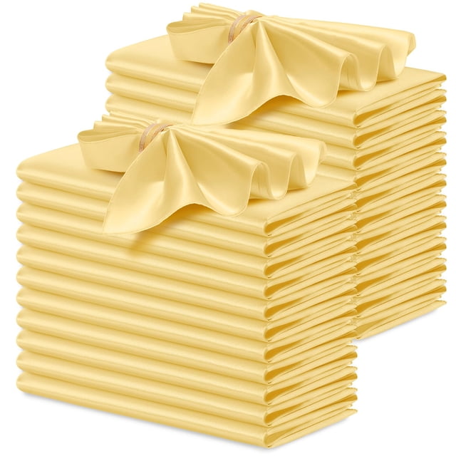 Servilletas de tela P Pothuiny satinadas, 43 x 43 cm, 24 unidades, color dorado