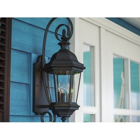 Kenroy Home 16313BL Estate Outdoor Medium Wall Lantern 25H in. Black Finish