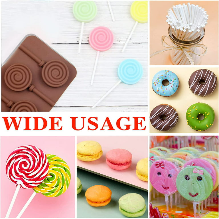 Pack sucker chocolate hard candy molds silicone 6 cavity swirl lollypop