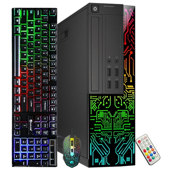 Gaming PC with RGB Lights- Dell Computer OptiPlex Desktop PC, Intel i5 3.20 GHz, NVIDIA GeForce GT 1030 2GB GDDR5, 16GB RAM, 512GB SSD, WiFi, Windows 10 -Refurbished