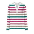 thumbnail image 5 of HLKJKLS Long Sleeve Shirts For Women Striped Button Down V Neck Long Sleeve Loose Fit Plaid Polka Tee Polyester Spandex Pink S-3Xl, 5 of 5