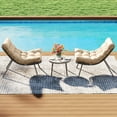 thumbnail image 5 of Costway 3 PCS Patio Furniture Set with Cushioned Papasan Chairs Tempered Glass Coffee Table Brown, 5 of 10