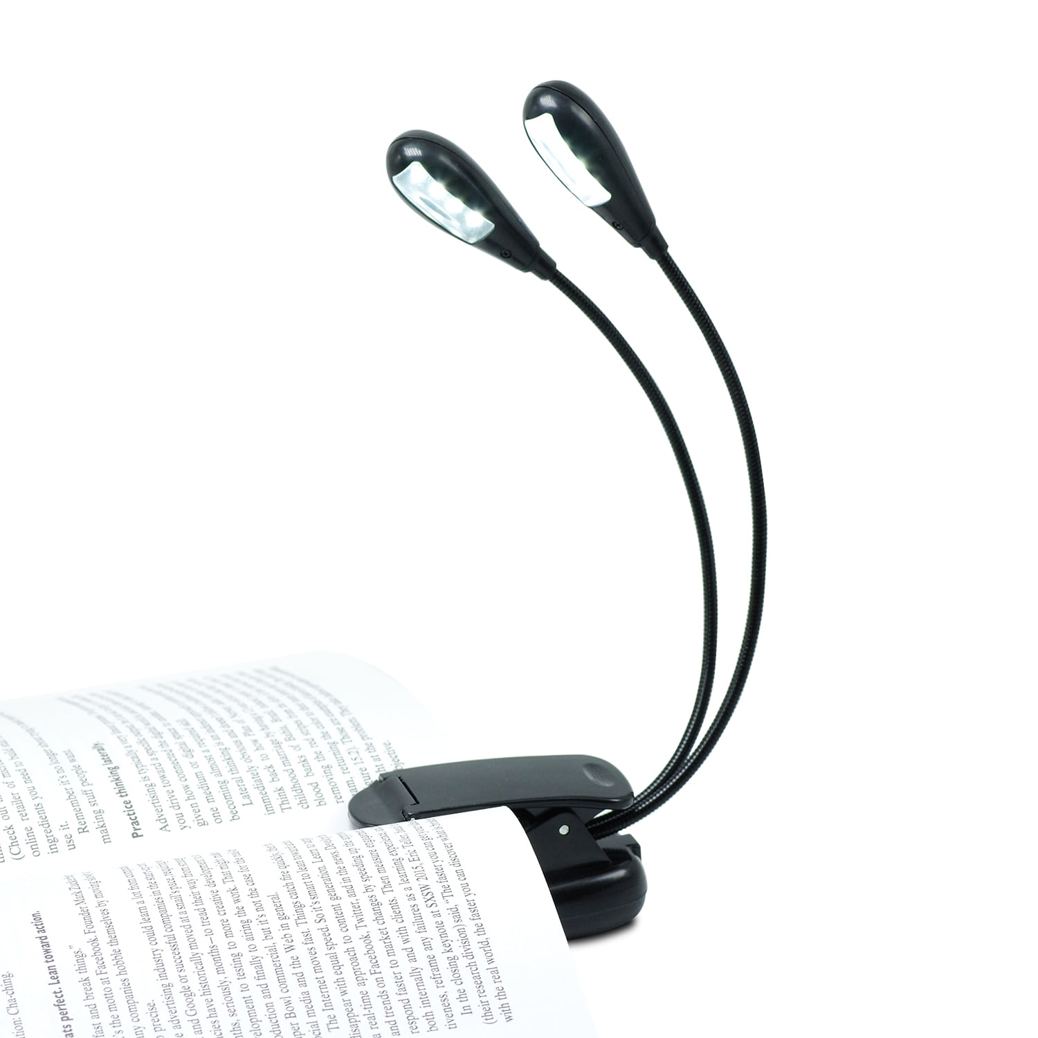 Rechargable Clip on Reading Light Music Stand Lights 2-Light Low Energy Bulbs with USB Charging Cable Black Long Life Battery Adjustable Brightness HONGYU LED Book Light 