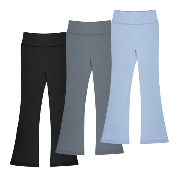 BIG ELEPHANT Leggings Acampanados para Niñas, Pantalones Acampanados con Corte de Bota y Cintura Alta, Pantalones Acampanados para Yoga y Baile, Packs de 3