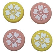 JenDore Pink Yellow Sakura Flowers 4Pcs Flower Silicone Thumb Grip Caps for Nintendo Switch