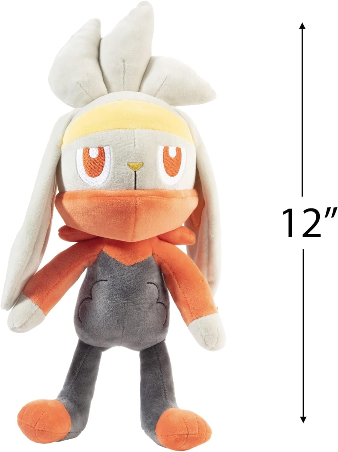 Pokemon Large 12" Raboot Plush - Officially Licensed - Sword & Shield Scorbunny & Cinderace Evolution - Soft Stuffed Animal Toy - Great Gift for Kids, Boys, Girls
