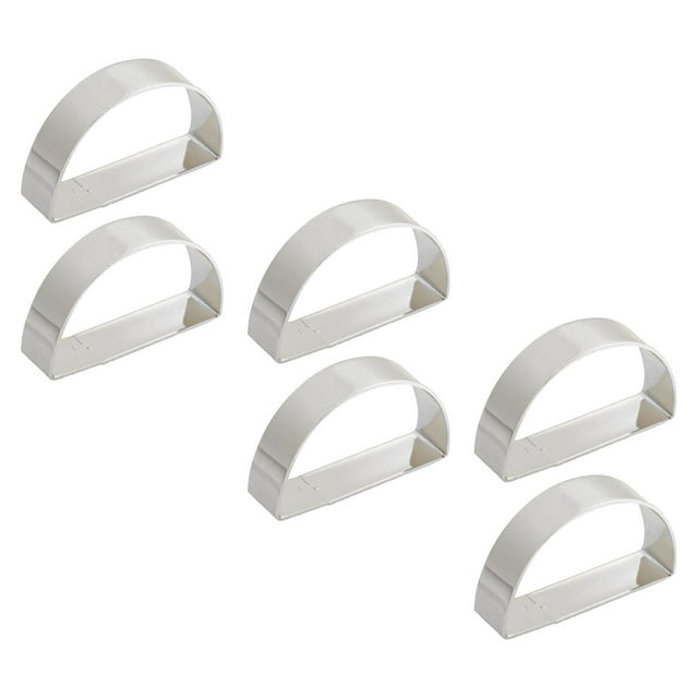 6 anillos de servilleta de metal con hebillas para servilletas, soporte para servilletas en forma de D para mesas. Argén