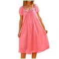 thumbnail image 5 of HomeGardon Nightgowns for Women,Summer Dresses Women's Solid Color Short-sleeved Loose Ice Silk Lace Home Dress Nightdress, 5 of 5