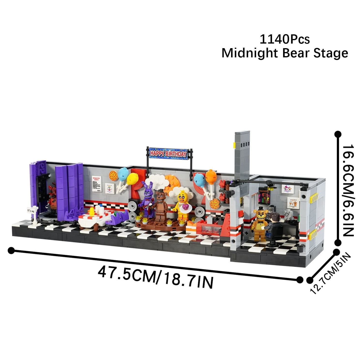 FNAF Five Nights at Freddy's Midnight Bear Stage MOC Building Block Set 1140pcs