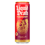 (12 pack) Liquid Death Sparkling Energy - Murder Mystery (Cherry, Cream, Spice), Zero Sugar Energy Drink, Unextreme Caffeine 100mg, Essential Vitamins, 12 fl oz