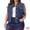 Blue, variant on DARING DIVA Women's Plus Size Embroidered Pearl Frayed Denim Vest 1X Light Blue
