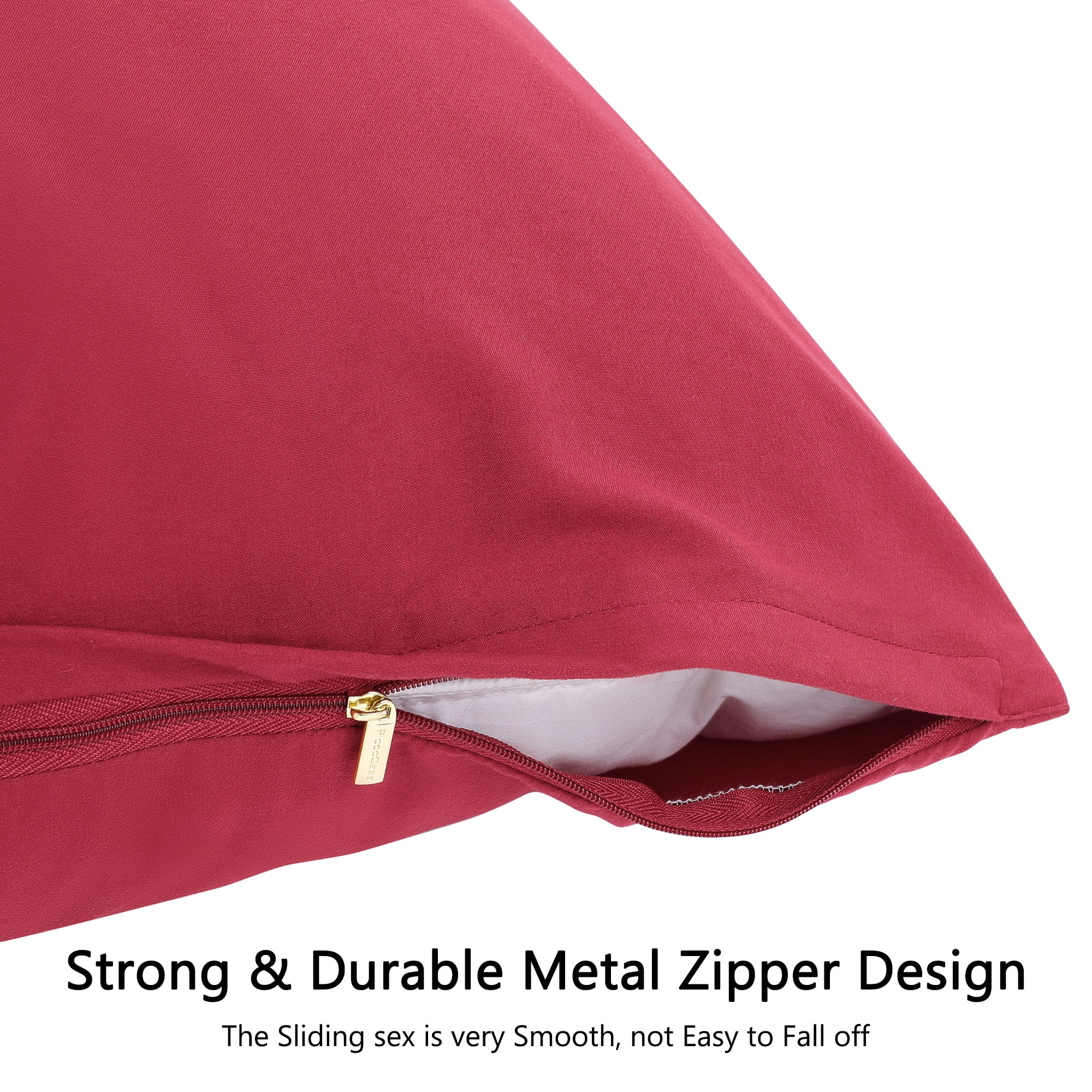 PiccoCasa Set of 2 Body Pillowcases Zippered Body Pillow Cover for Body Pillows, Standard Burgundy