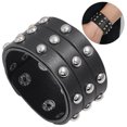thumbnail image 2 of Hommes Bracelet Clouté Rivet Mode Poignet en Faux Cuir Bracelet Punk, 2 of 10