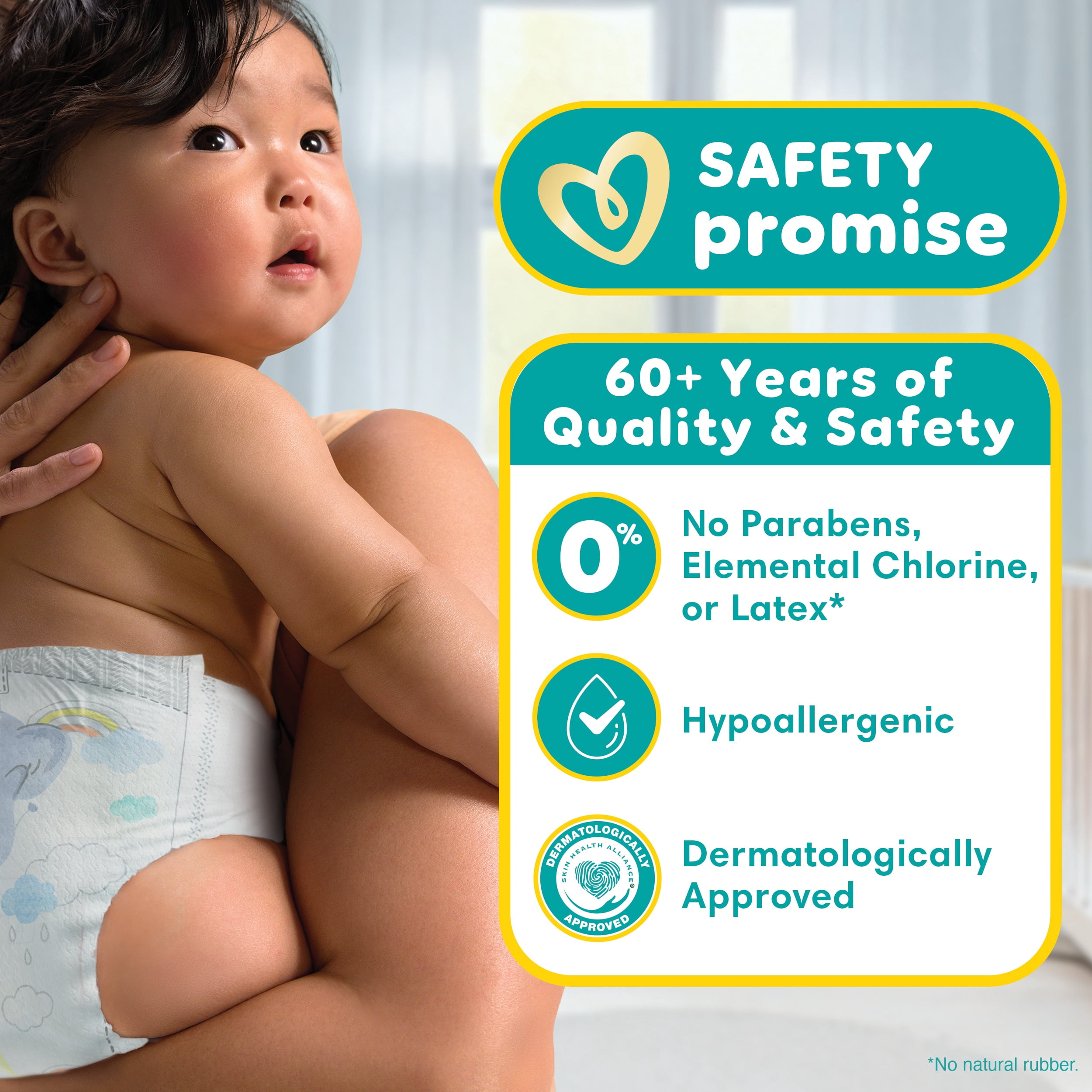 Pampers Swaddlers Wetness Indicator Hypoallergenic Soft Latex and Paraben Free Soft Diapers - Size 1, 164 Count