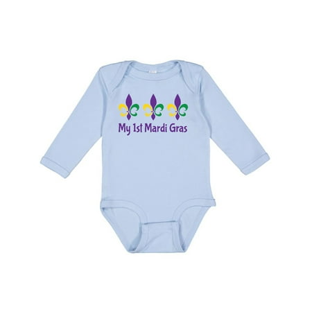 

Inktastic My 1st Mardi Gras Fleur De Lis Gift Baby Boy or Baby Girl Long Sleeve Bodysuit