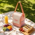thumbnail image 5 of Insulated Lunch Bag | Lunch Bag with Shoulder Strap | Reusable Insulated Lunch Bag for Women for Work School Picnic | Pink Oxford Cloth, 5 of 6