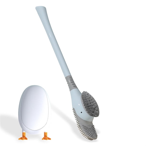 Cepillo de inodoro de silicona con soporte Cuarto de baño reutilizable Cocina Scrub Hotel Dorm Pequeño Limpieza Herramienta de limpieza Doblewarming Presents Azul AweSitey HA028523-01B