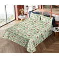 thumbnail image 4 of Ambesonne Floral Boho Fitted & Flat Sheet with Shams 4 Pcs Set, Garden Scene Flowers, King, Peacock Green and Cinnamon, 4 of 5