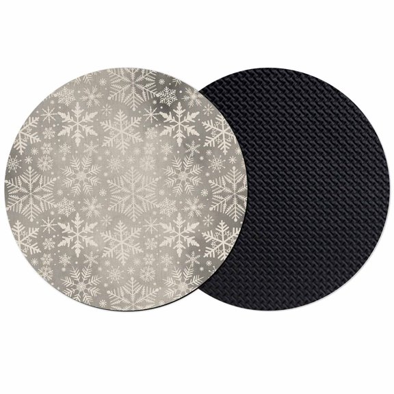 Christmas Snowflakes Coasters Set of 2, Absorbent Coasters for Drinks, Grey Winter Snow Vintage Country Coaster for Desk Coffee Table Protection, Home Decor House Warming Gifts 4"