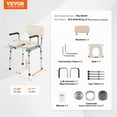 thumbnail image 3 of VEVOR Commode Chair, Bedside Commode with Padded Seat, Drop-Down Arms, 7-Level Adjustable Height, 5.8L Removable Bucket, Easy to Assemble, 350LBS Capacity, Portable Toilet for Adults Seniors, 3 of 9