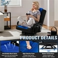 thumbnail image 6 of Alden Design Swivel Floor Gaming Chair with Adjustable Backrest, Black/Blue, 6 of 9