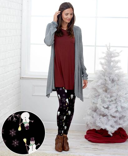 Women's Sueded Knit Holiday Leggings 