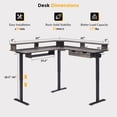 thumbnail image 2 of KeyWhat 60" L Shaped Standing Desk, Electric Height Adjustable Computer Desk with Shelves & Keyboard Tray & LED Strip & Power Outlets, Dark Rustic Oak, 2 of 7