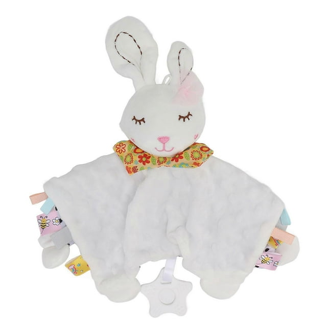 Baby Security Blanket Bright Color Plush Comfortable Baby Snuggle Blanket Cute Animal Doll White