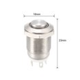thumbnail image 3 of Interruptor de botón metálico momentáneo Uxcell cabeza alta 12mm diámetro de montaje 1NO 3-6V luz LED blanca, 3 of 5