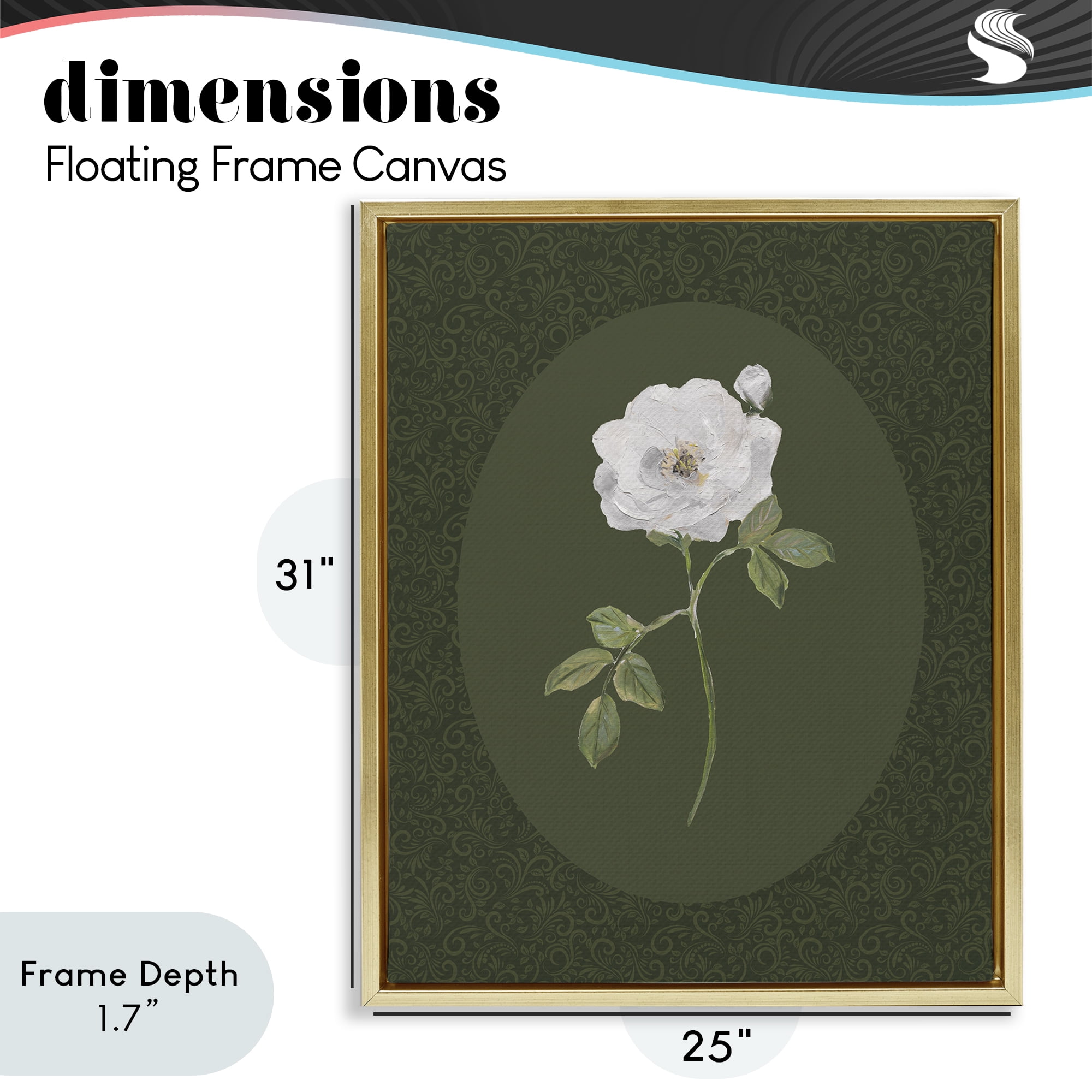 Stupell Industries Emerald & White Oval Rose Gold Framed Floater Canvas Wall Art, design by Sally Swatland