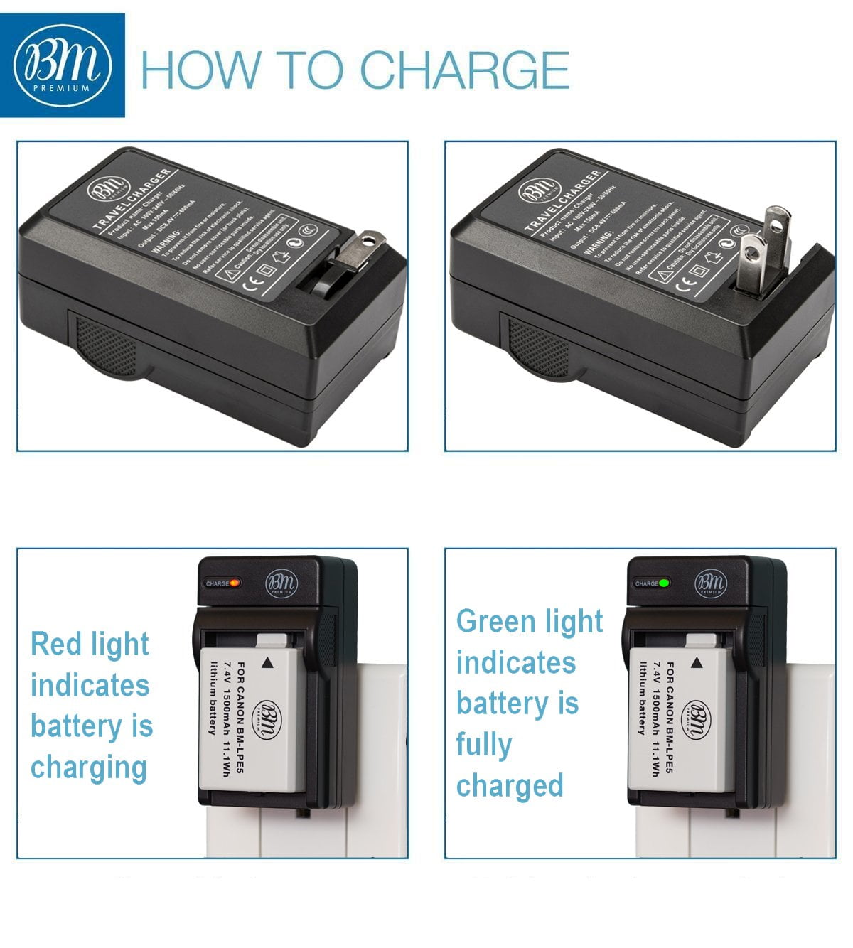 BM Premium 2 LP-E5 Batteries and Battery Charger for Canon EOS
