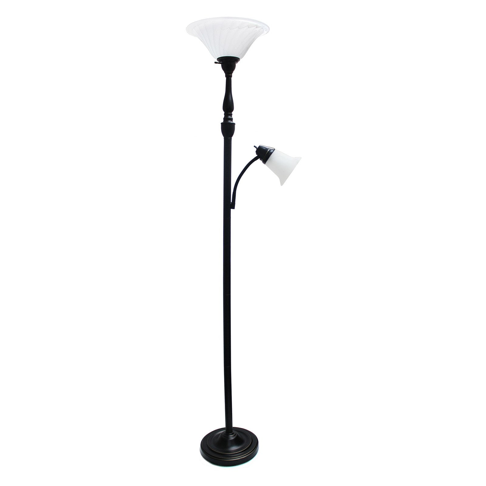 Elegant Designs 2-Light Mother Daughter Floor Lamp with White Marble Glass, Restoration Bronze by All the Rages Inc