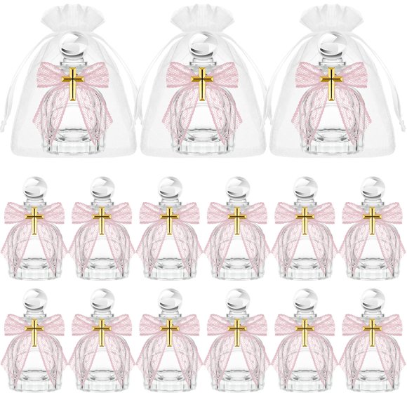 Botellas de agua bendita Newtay Catholic Glass, regalos de bautismo (juego de 12)
