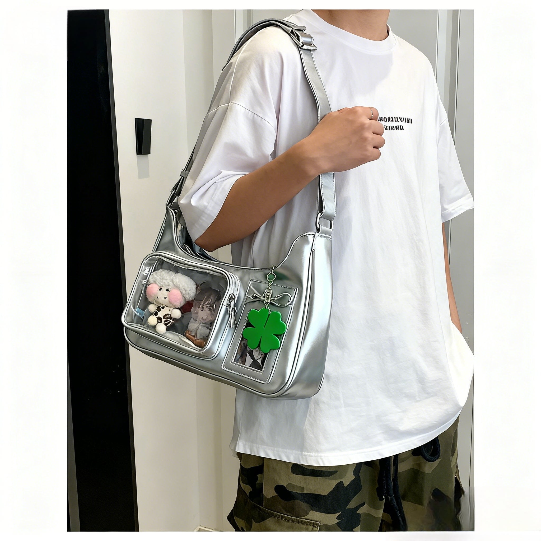 Harajuku Shoulder Bag Women Korean Transparent Ita Bag School Crossbody Bag Female Japanese Designer Preppy Handbag Purse
