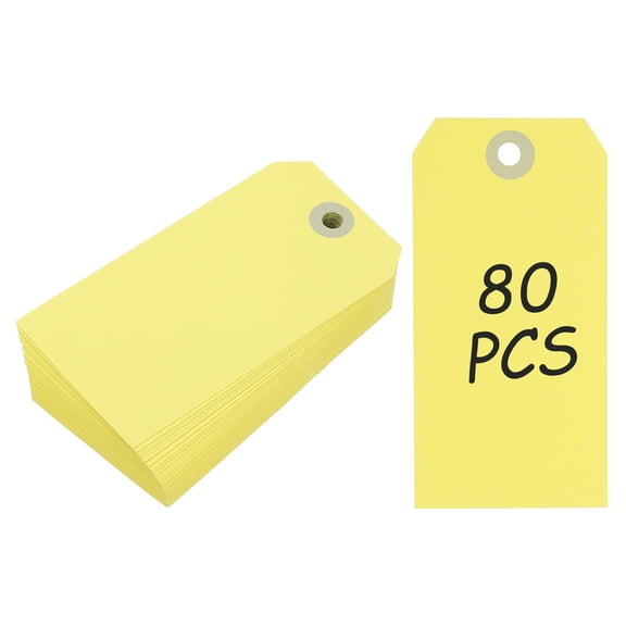 Uxcell Blank Manilla Shipping Tags, 80Pcs Paper Hang Tags with Hole for Labeling, 4.72 x 2.36Inch Yellow