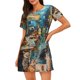 thumbnail image 1 of Disketp Whimsical Cats Night Cafe para Camisón Corto de Manga Corta para Mujeres, Camisón Cómodo con Escote Redondo, Bonito y Confortable, 1 of 6